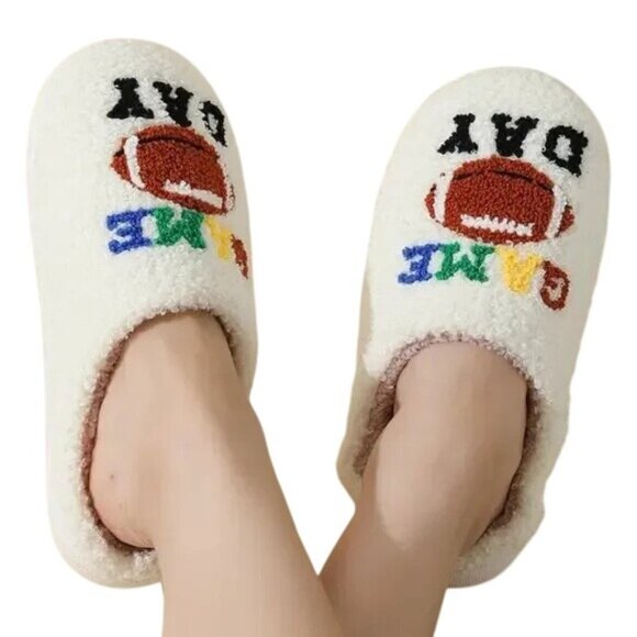 2/$30 NEW Football Size 9 Game Day Superbowl Slippers - Picture 1 of 11
